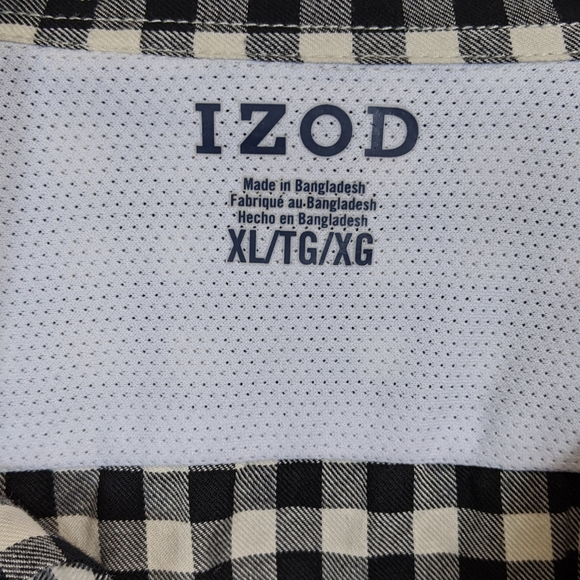 Izod black & white gingham plaid flannel - Picture 5 of 5